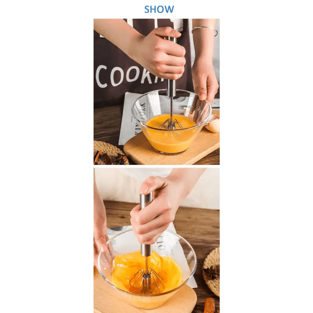 Semi-Automatic Stainless Steel Egg Beater Manual Whisk