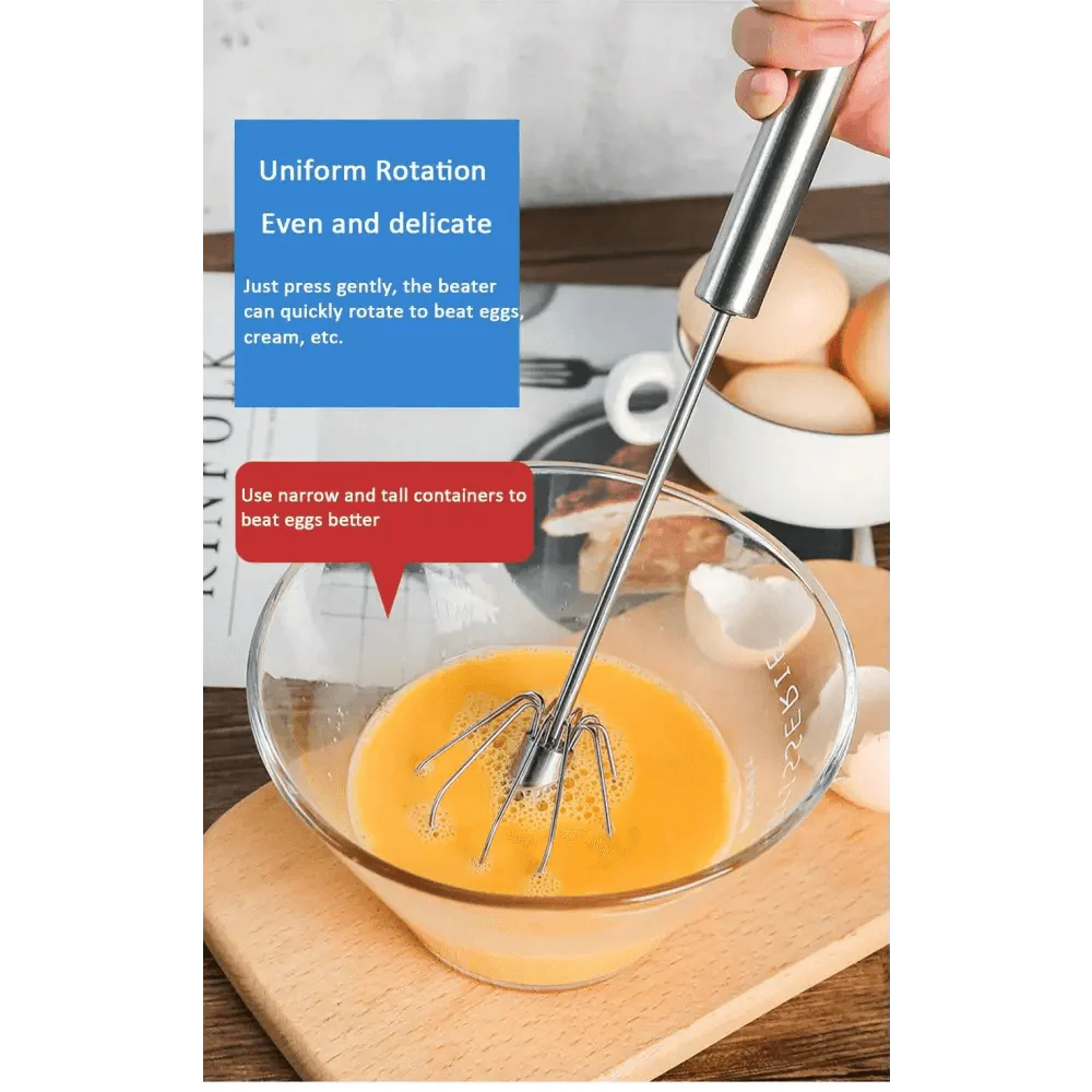 Semi-Automatic Stainless Steel Egg Beater Manual Whisk