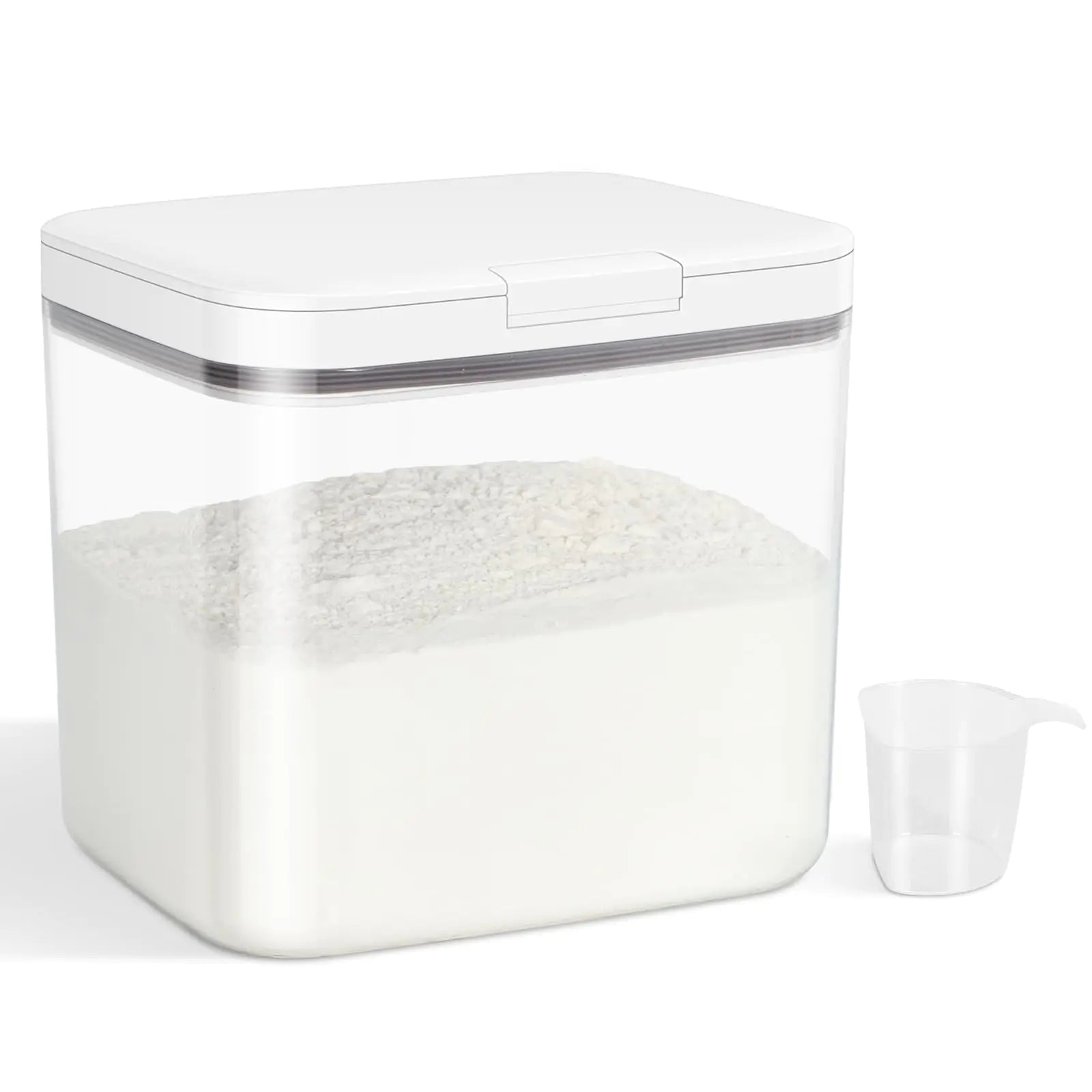 Versatile Storage Container Bin – Pop - Up Lid with Scoop for Kitchen - KitchenCraftedGoods